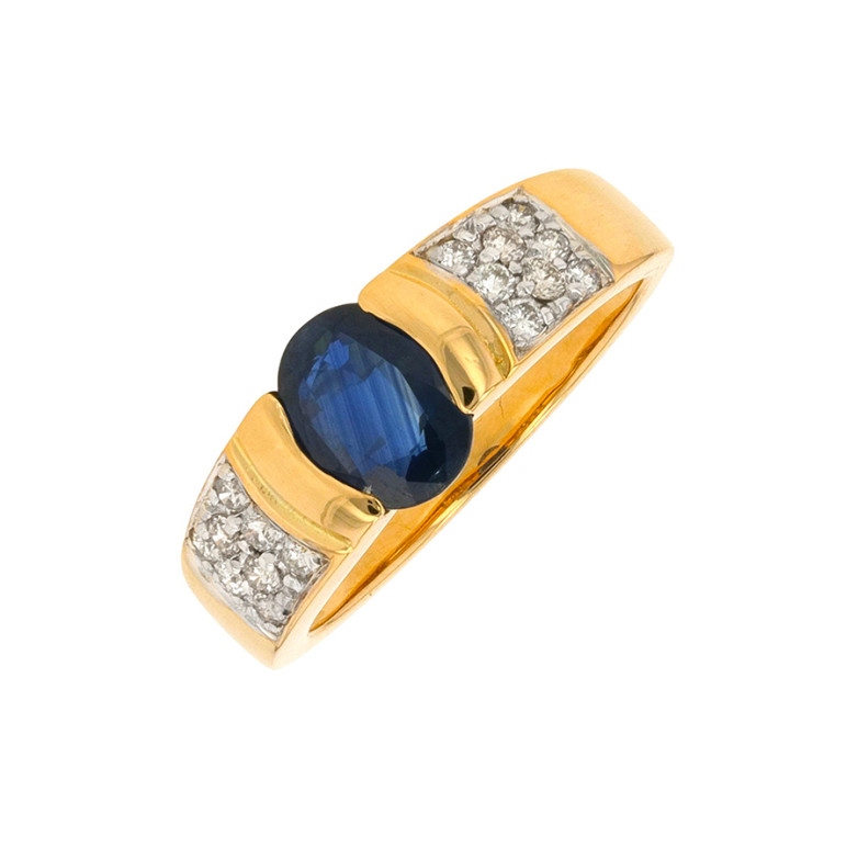Bague saphir 1.14 carat et diamants 0.27 carat or jaune 6.01g Comme neuf -  reconditionné disponible sur Gemme Les Bijoux